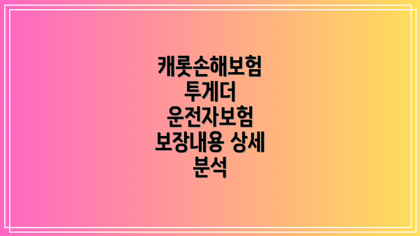 캐롯손해보험 투게더 운전자보험 보험료는 얼마나 될까요?