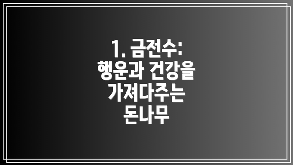 1. 금전수: 행운과 건강을 가져다주는 돈나무