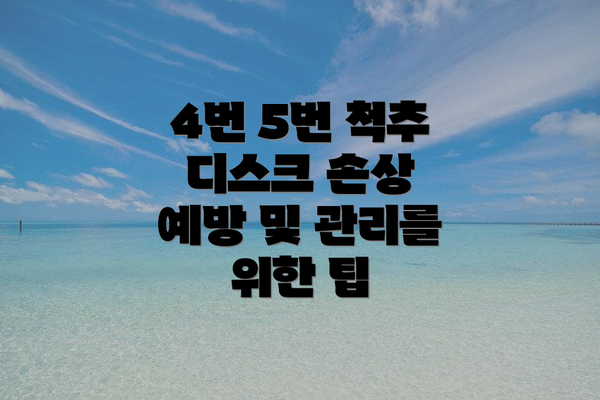 4번 5번 척추 디스크 손상 예방 및 관리를 위한 팁