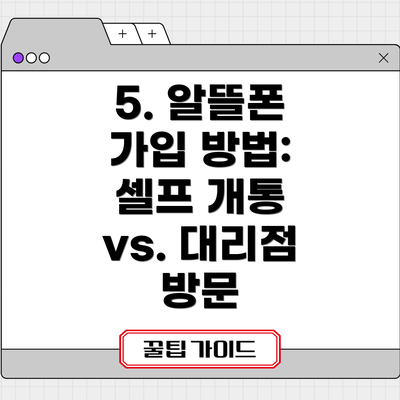 5. 알뜰폰 가입 방법: 셀프 개통 vs. 대리점 방문