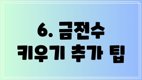 6. 금전수 키우기 추가 팁