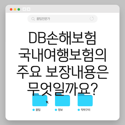 DB손해보험 국내여행보험의 혜택