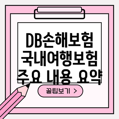 DB손해보험 국내여행보험 주요 내용 요약