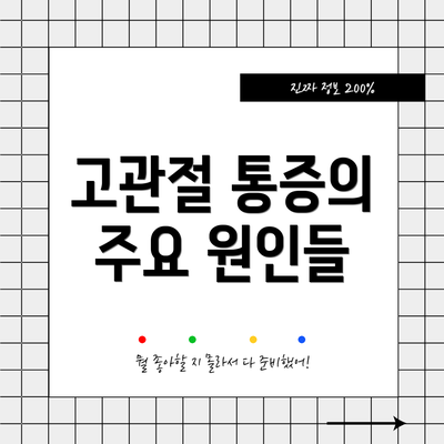 고관절 통증의 주요 원인들