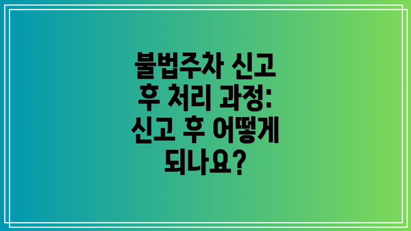 불법주차 신고 후 처리 과정: 신고 후 어떻게 되나요?