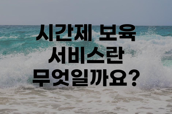 시간제 보육 서비스란 무엇일까요?