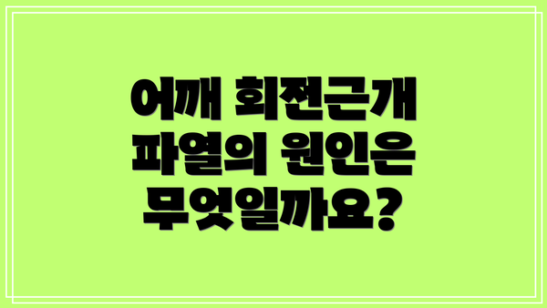 어깨 회전근개 파열의 원인은 무엇일까요?