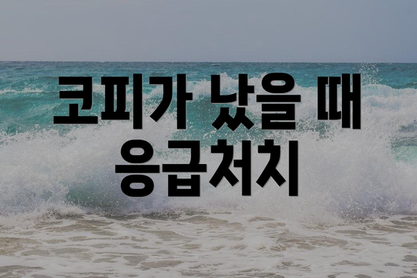 코피가 났을 때 응급처치