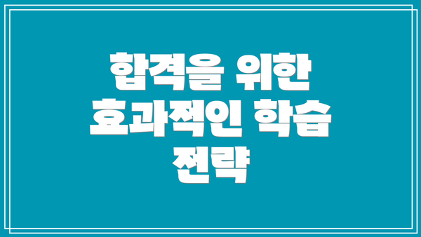 합격을 위한 효과적인 학습 전략