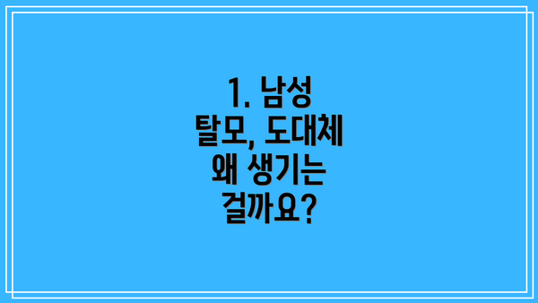 1. 남성 탈모, 도대체 왜 생기는 걸까요?