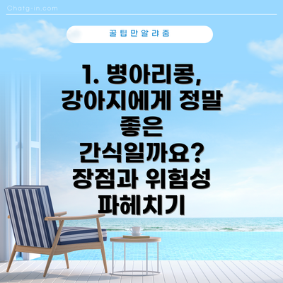 1. 병아리콩, 강아지에게 정말 좋은 간식일까요? 장점과 위험성 파헤치기