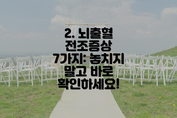 2. 뇌출혈 전조증상 7가지: 놓치지 말고 바로 확인하세요!