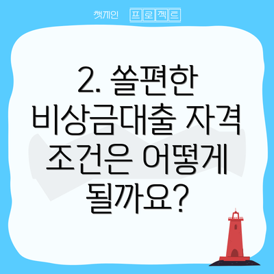 2. 쏠편한 비상금대출 자격 조건은 어떻게 될까요?