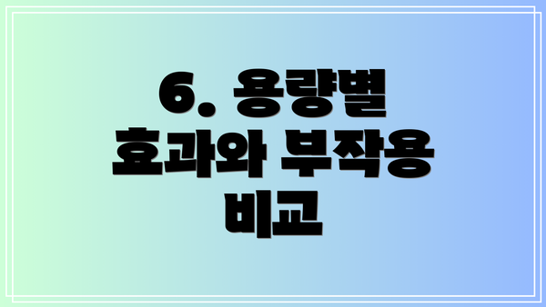 6. 용량별 효과와 부작용 비교