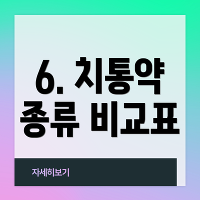 6. 치통약 종류 비교표