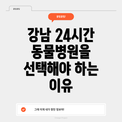 강남 24시간 동물병원을 선택해야 하는 이유