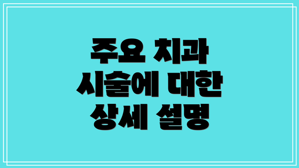 주요 치과 시술에 대한 상세 설명