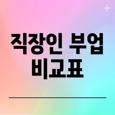 직장인 부업 비교표