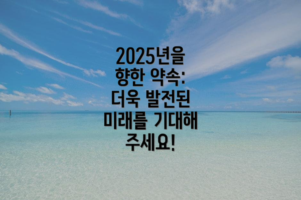 2025년을 향한 약속: 더욱 발전된 미래를 기대해 주세요!