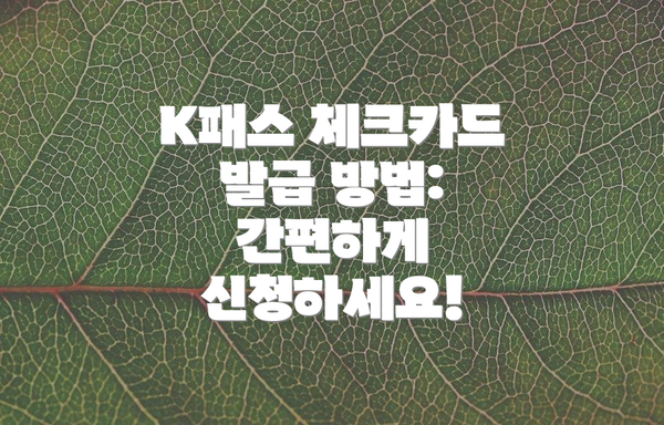 K패스 체크카드 발급 방법: 간편하게 신청하세요!