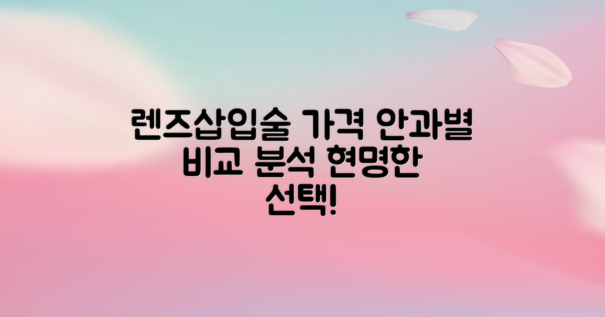 안과별 렌즈삽입술 가격 비교